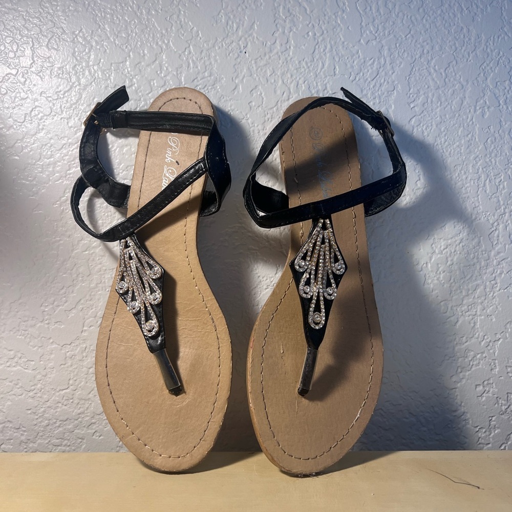 Chic Black Sandals with Silver Detailing